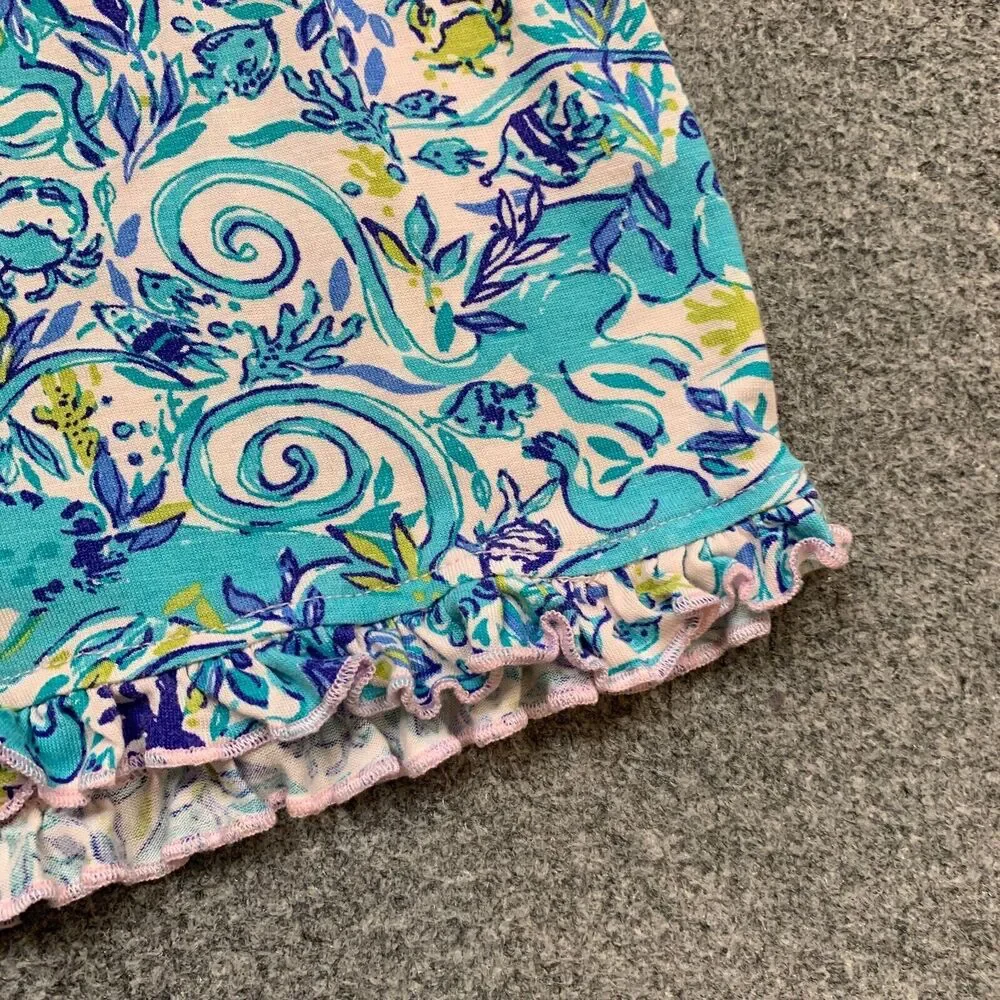 Lilly Pulitzer Shorts‎ Womens S Small Multi Ruffle Trim Bringing Mermaid PJ Knit